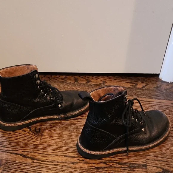 Black Leather Lace-Up Boots - Picture 3 of 9